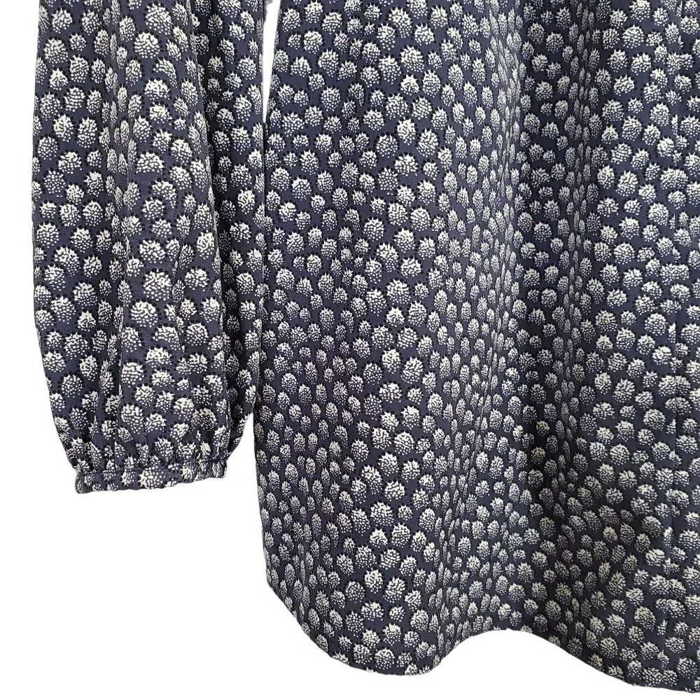 Boden Size 12 12R Blouse Peasant Boho Puff Sleeve Ribbon Tie Keyhole Blouson - Picture 5 of 7
